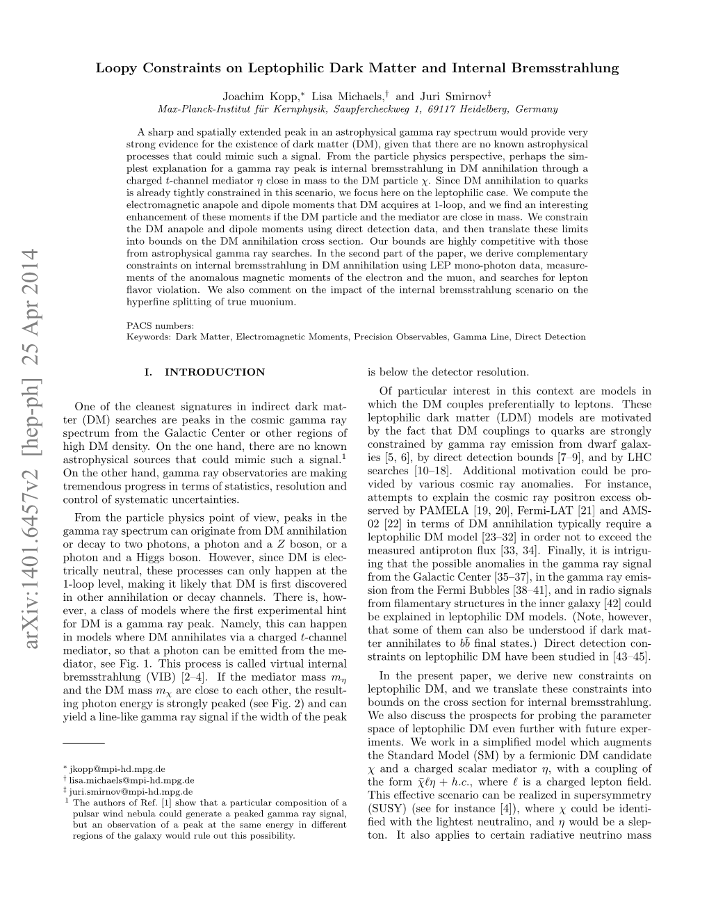 Loopy Constraints on Leptophilic Dark Matter and Internal Bremsstrahlung