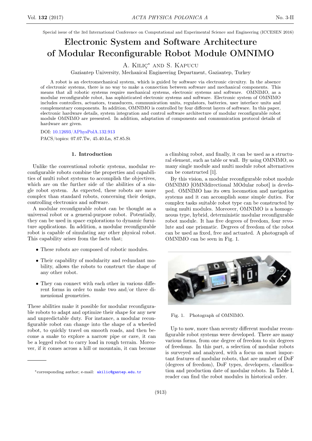 Electronic System and Software Architecture of Modular Reconfigurable Robot Module OMNIMO