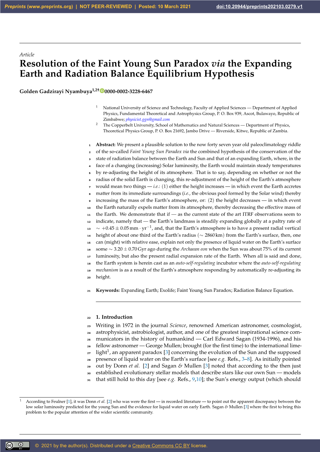 Resolution of the Faint Young Sun Paradox Via the Expanding Earth and Radiation Balance Equilibrium Hypothesis