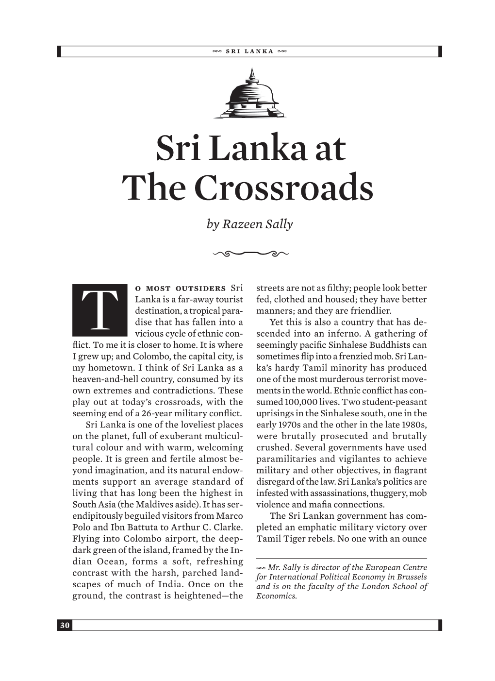 Sri Lanka at the Crossroads By2 Razeen Sally