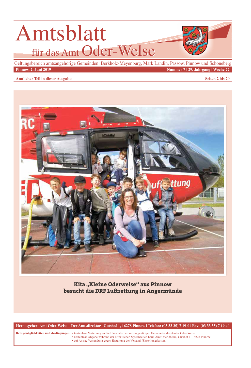 Kita „Kleine Oderwelse“ Aus Pinnow Besucht Die DRF Luftrettung in Angermünde