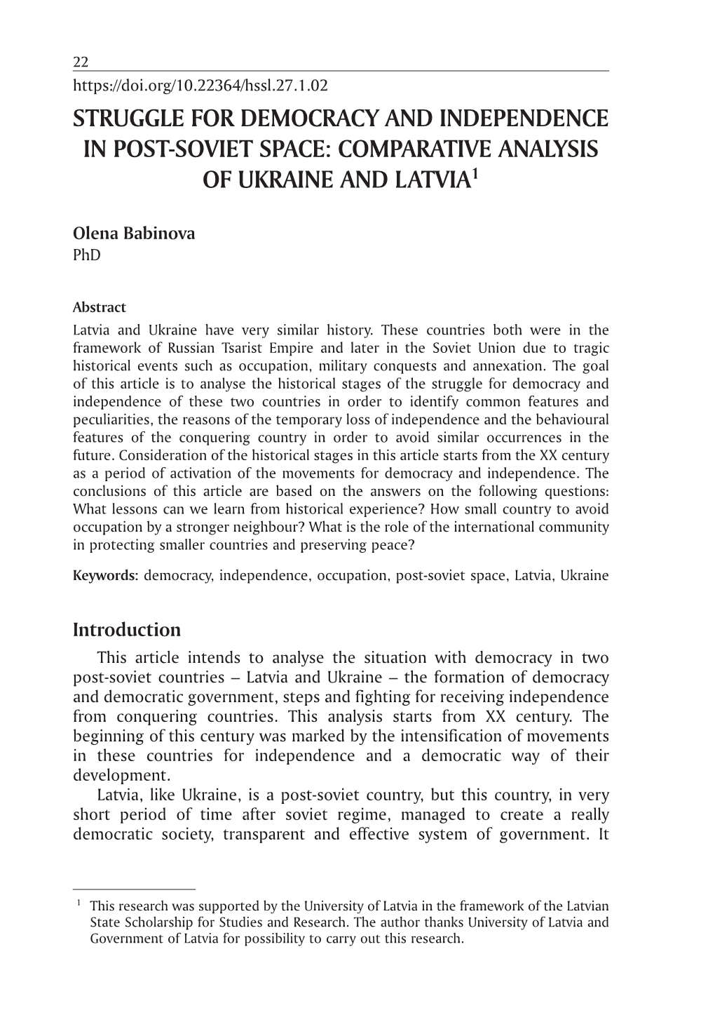 Comparative Analysis of Ukraine and Latvia1