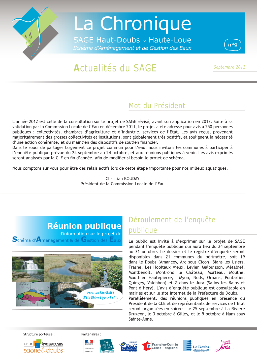 La Chronique SAGE Haut-Doubs ~ Haute-Loue N°9 Schéma D’Aménagement Et De Gestion Des Eaux