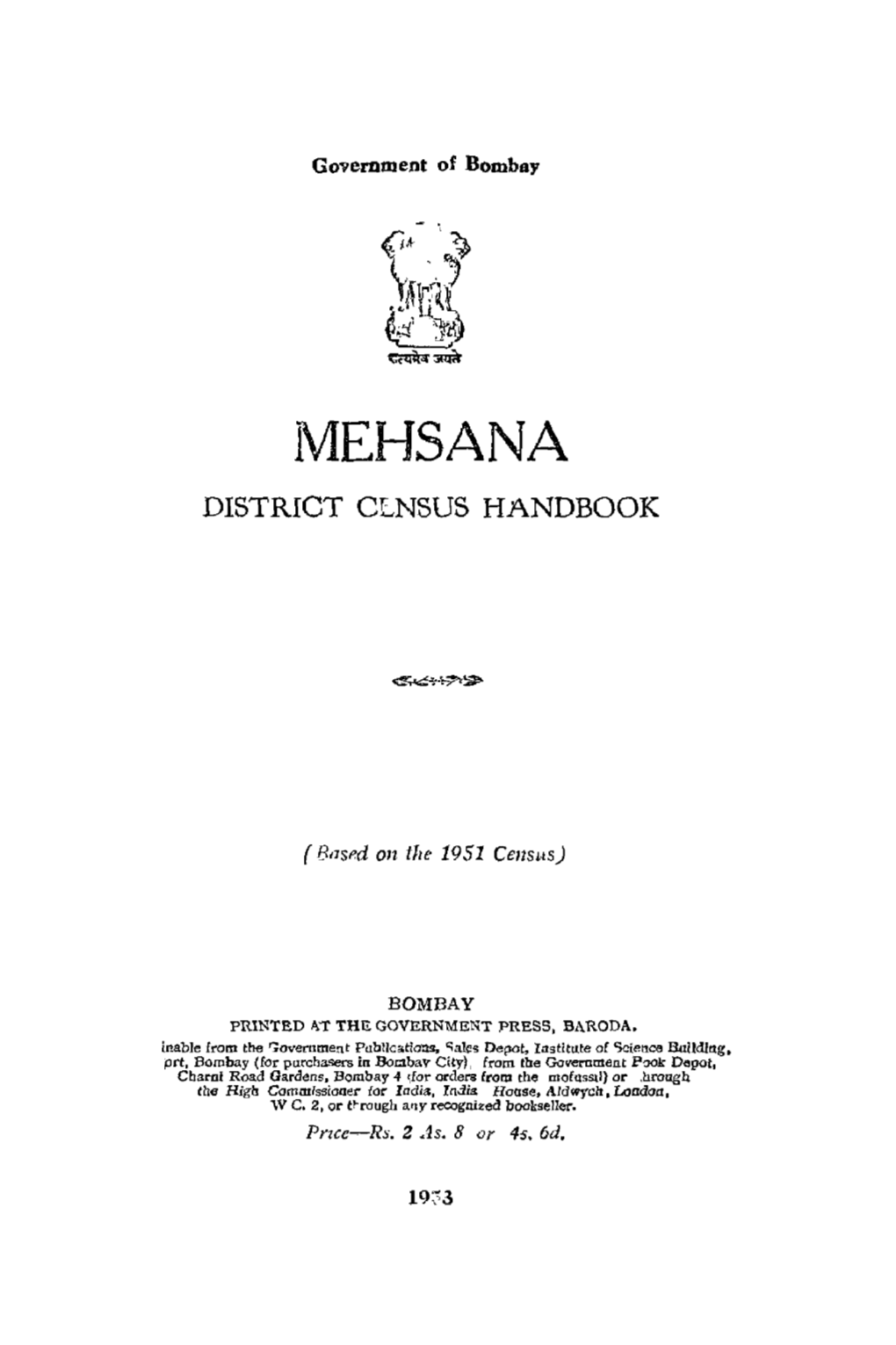 District Census Handbook, Mehsana