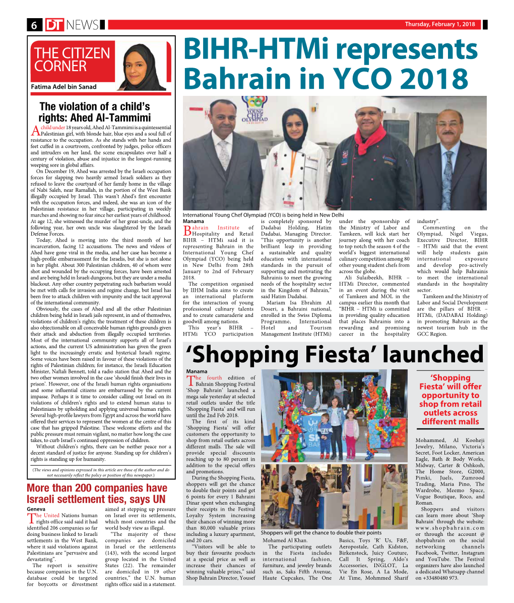 BIHR-Htmi Represents Bahrain in YCO 2018