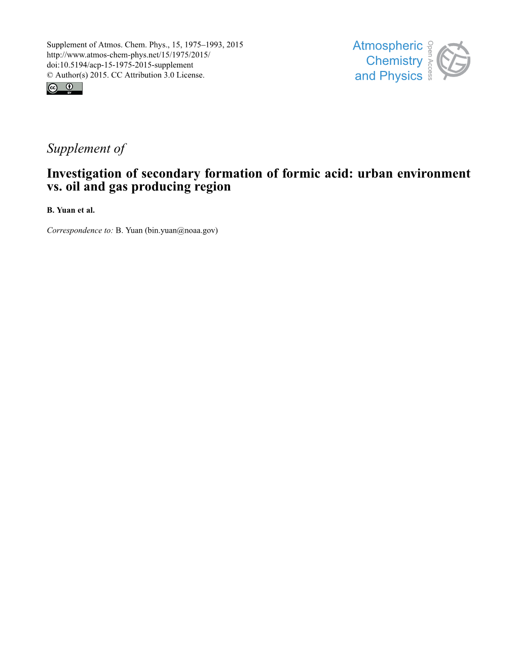 Supplement of Investigation of Secondary Formation of Formic Acid: Urban Environment Vs