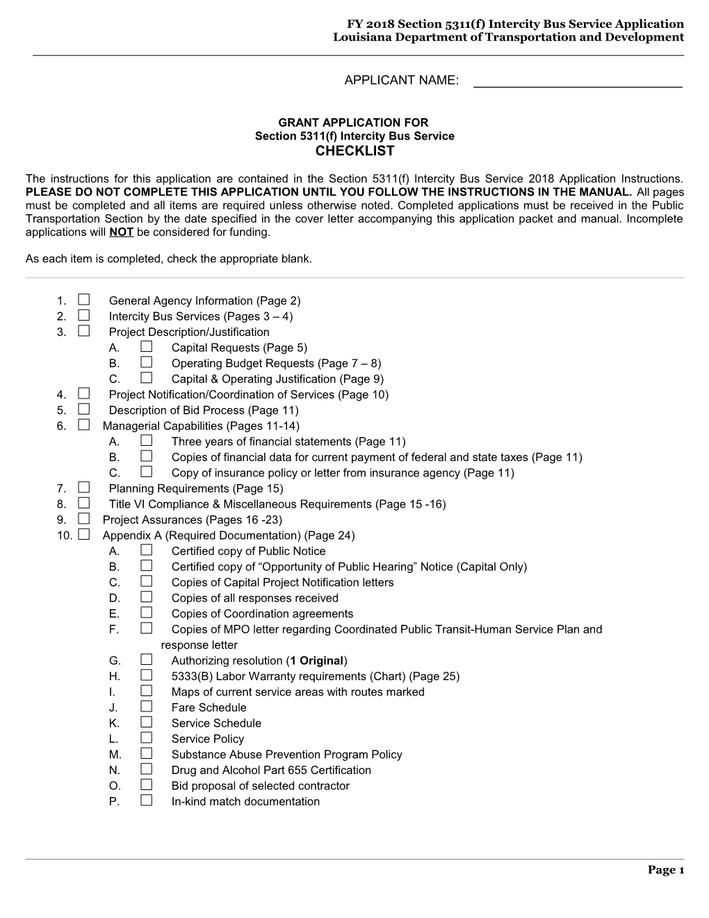 FY 2018 Section 5311(F) Intercity Bus Service Application