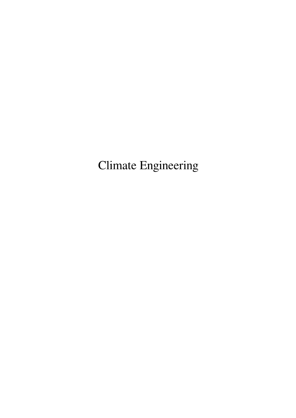 Climate Engineering Contents