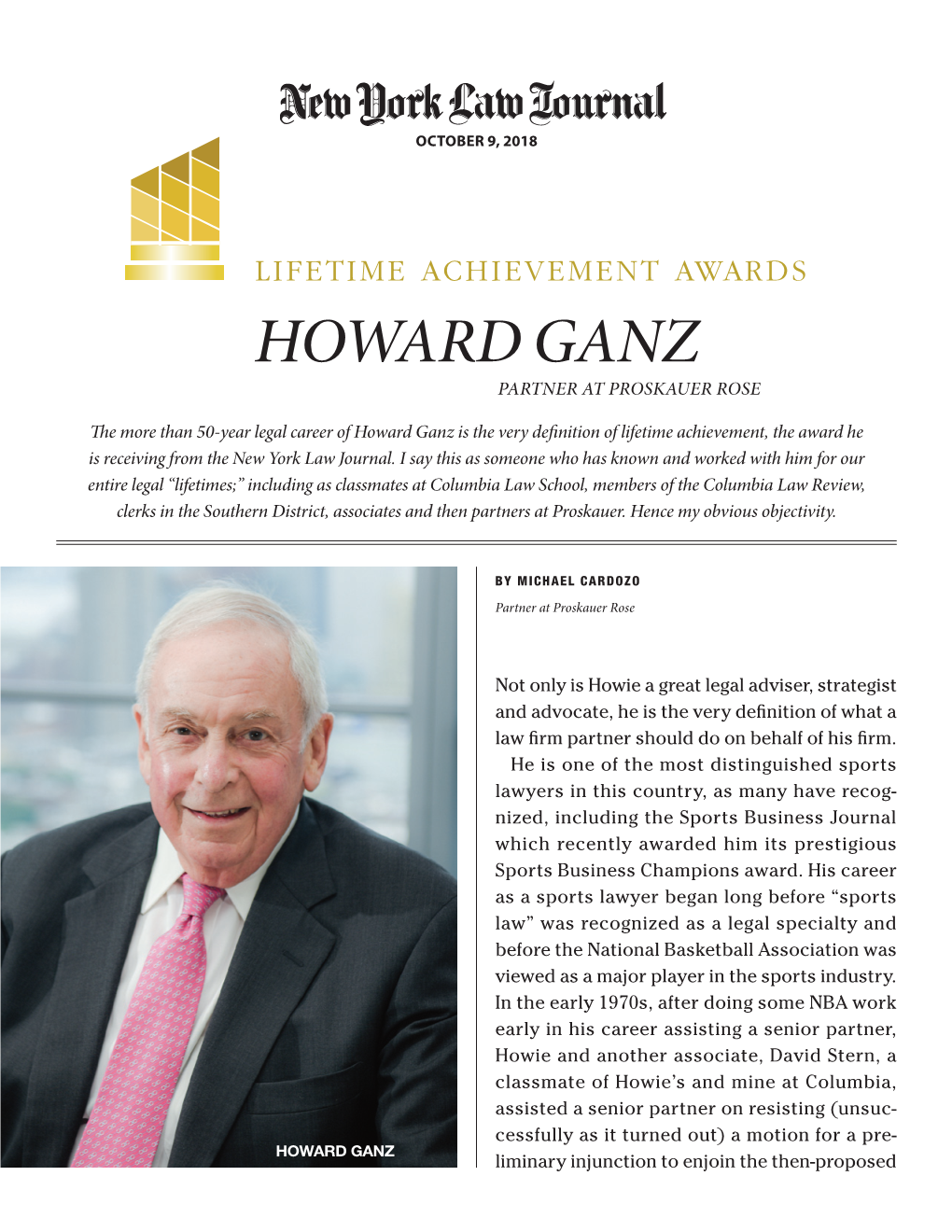 Lifetime Achievement Award: Howard Ganz