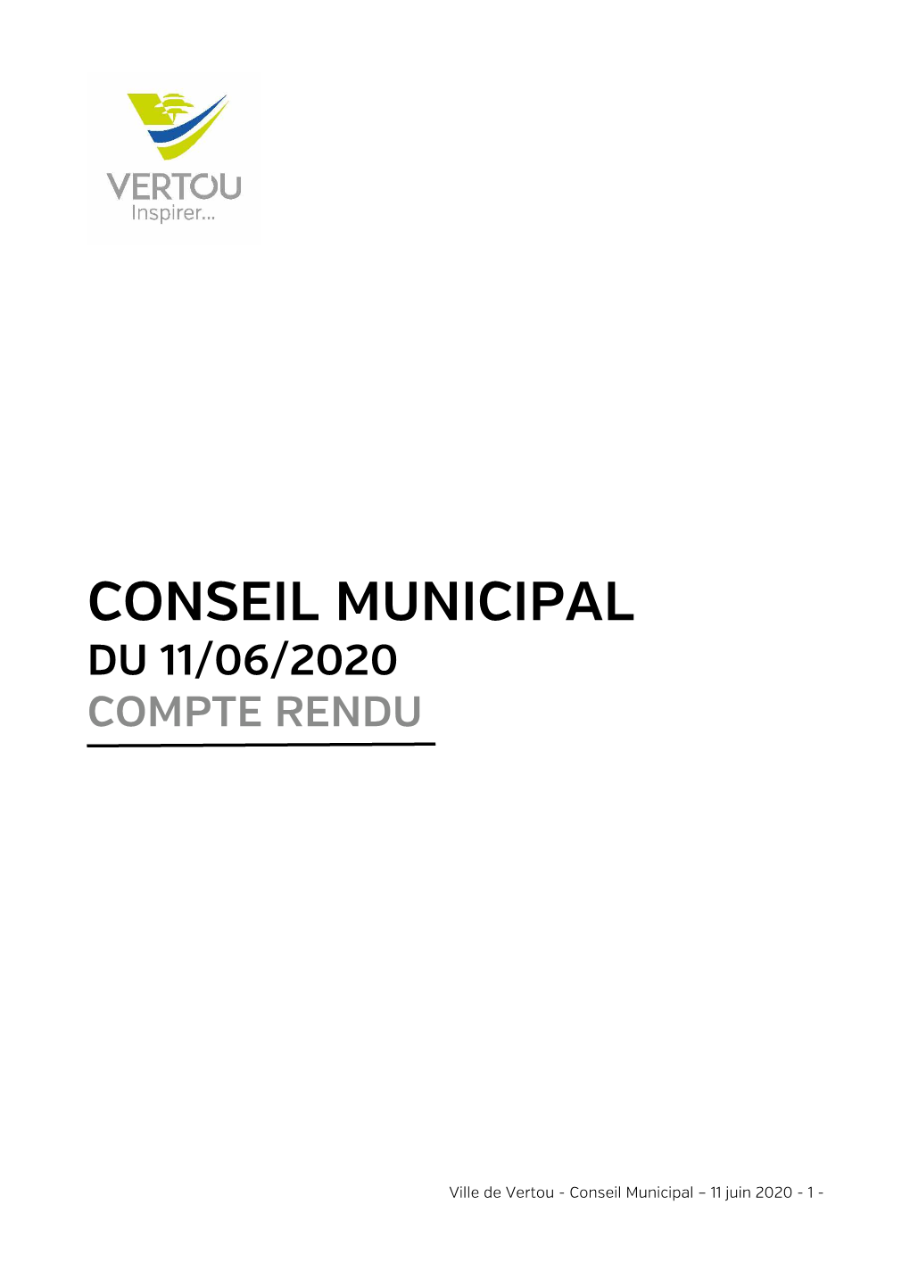 Conseil Municipal Du 11/06/2020 Compte Rendu