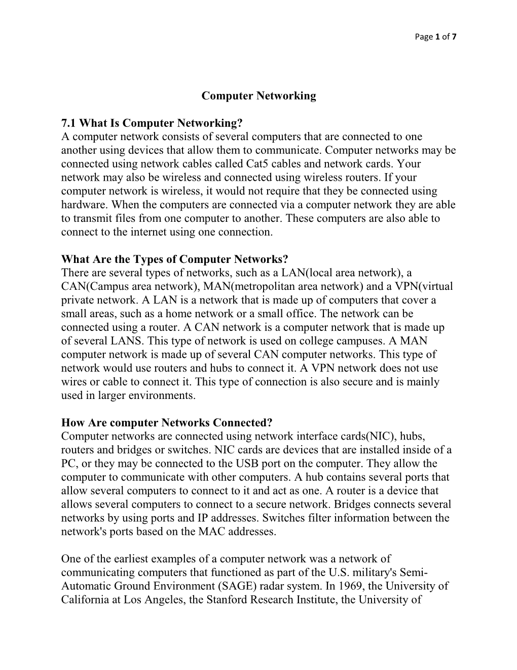 Computer Networking 7.1 What Is Computer Networking?