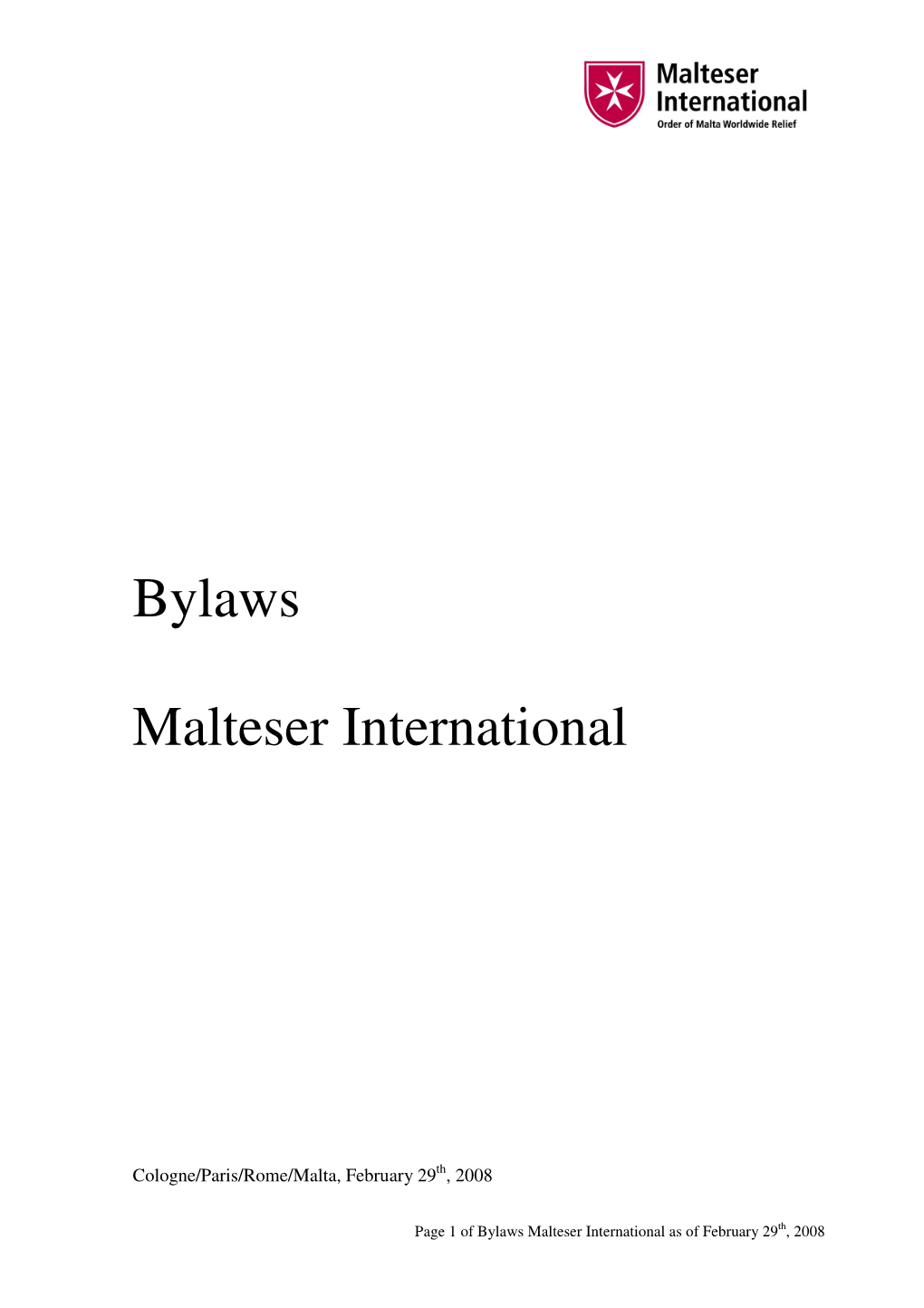 The Bylaws of Malteser International