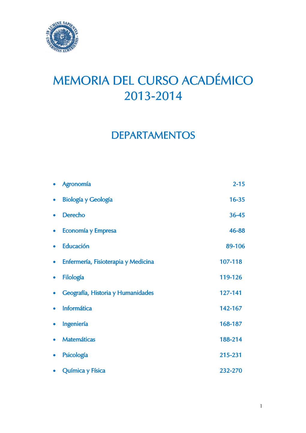 Memoria Del Curso Académico 2013-2014