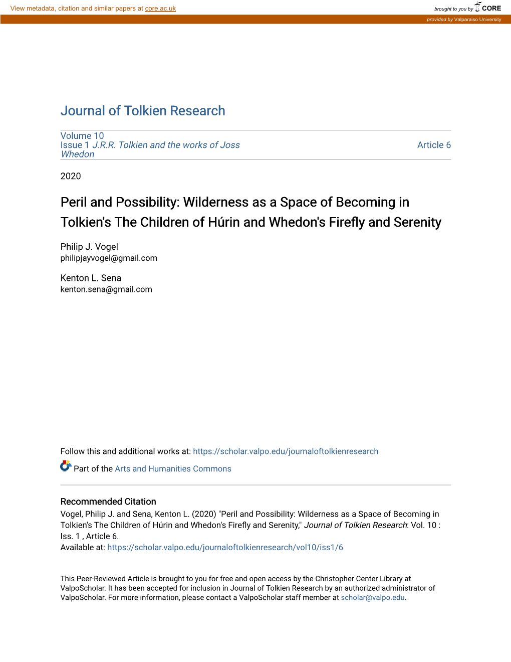 Wilderness As a Space of Becoming in Tolkien's the Children of Húrin and Whedon's Firefly and Serenity