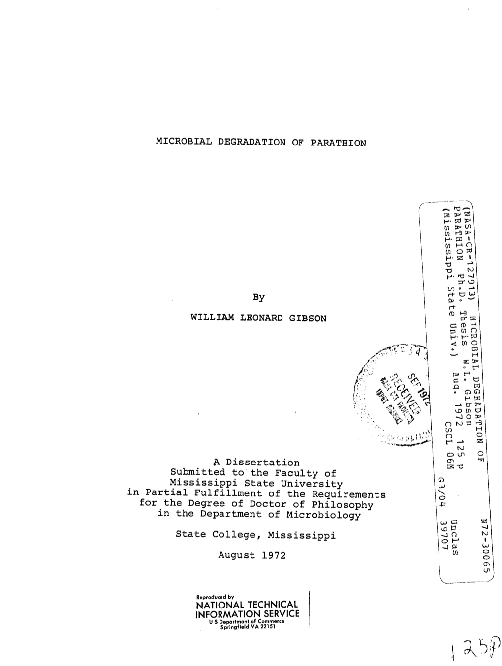 MICROBIAL DEGRADATION of PARATHION by WILLIAM