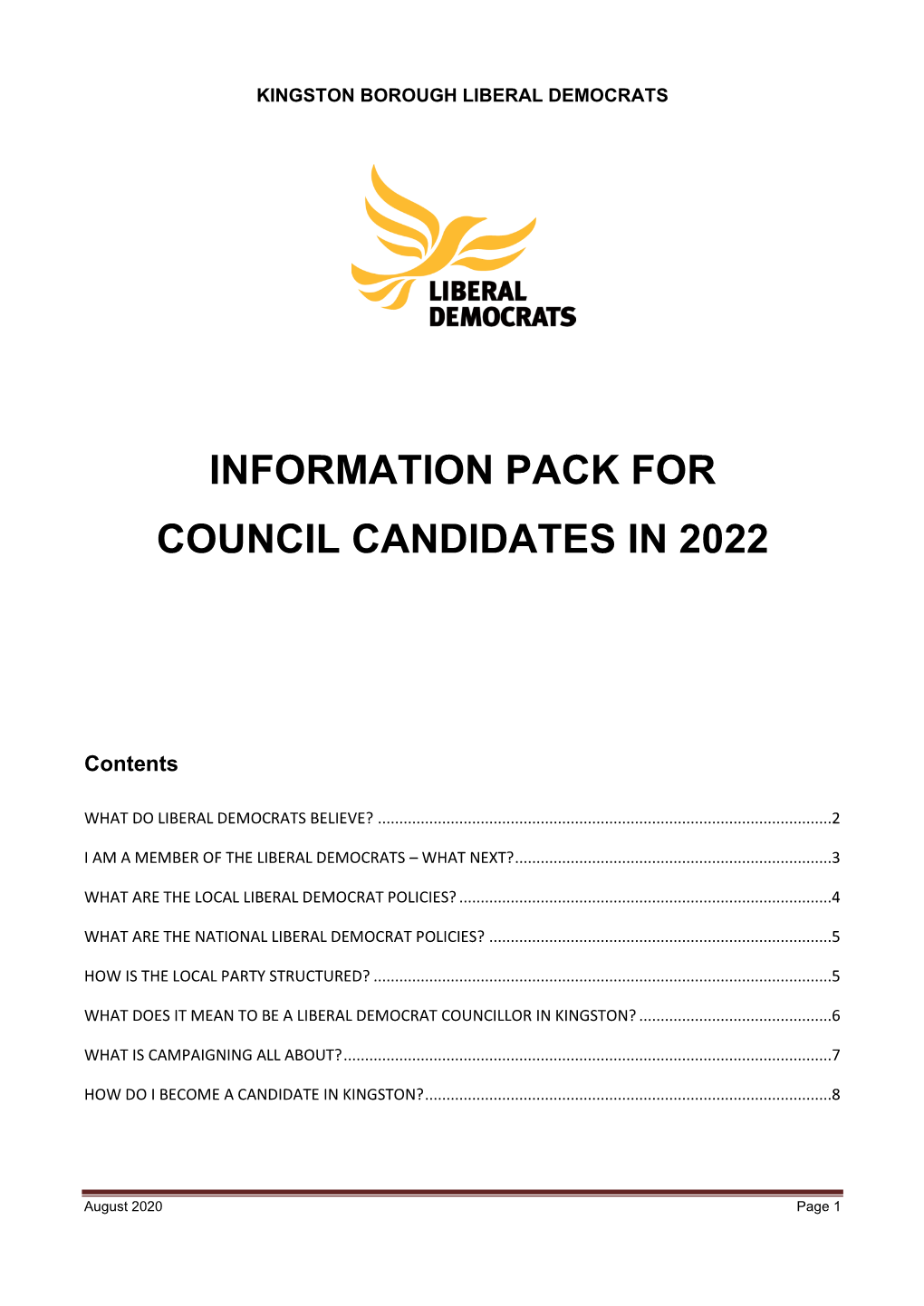 Information Pack for Council Candidates in 2022