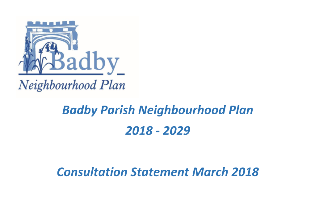 Badby Parish Neighbourhood Plan 2018 - 2029