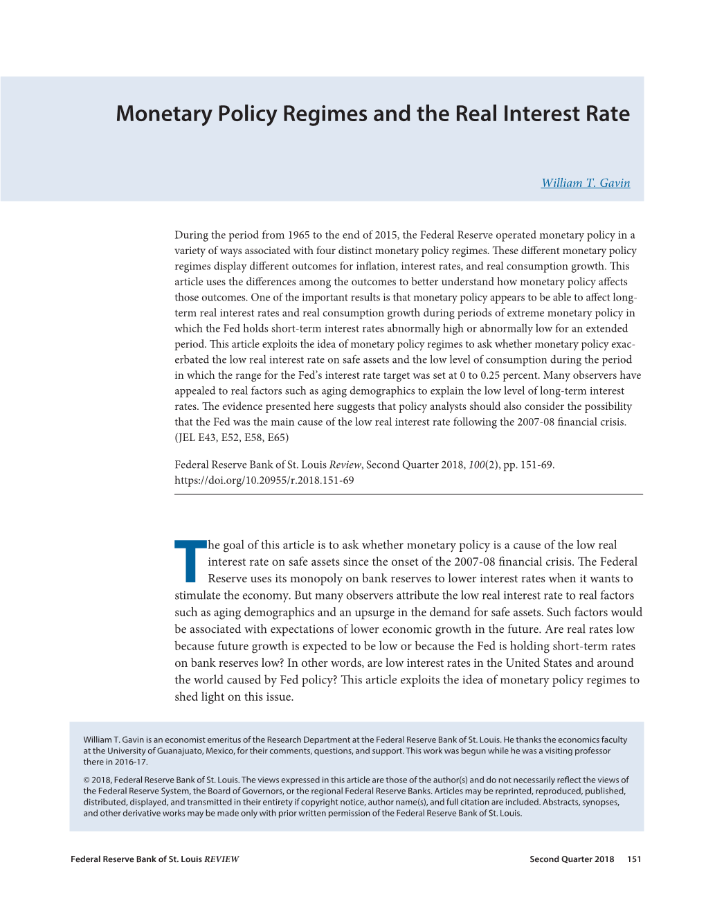 Monetary Policy Regimes and the Real Interest Rate