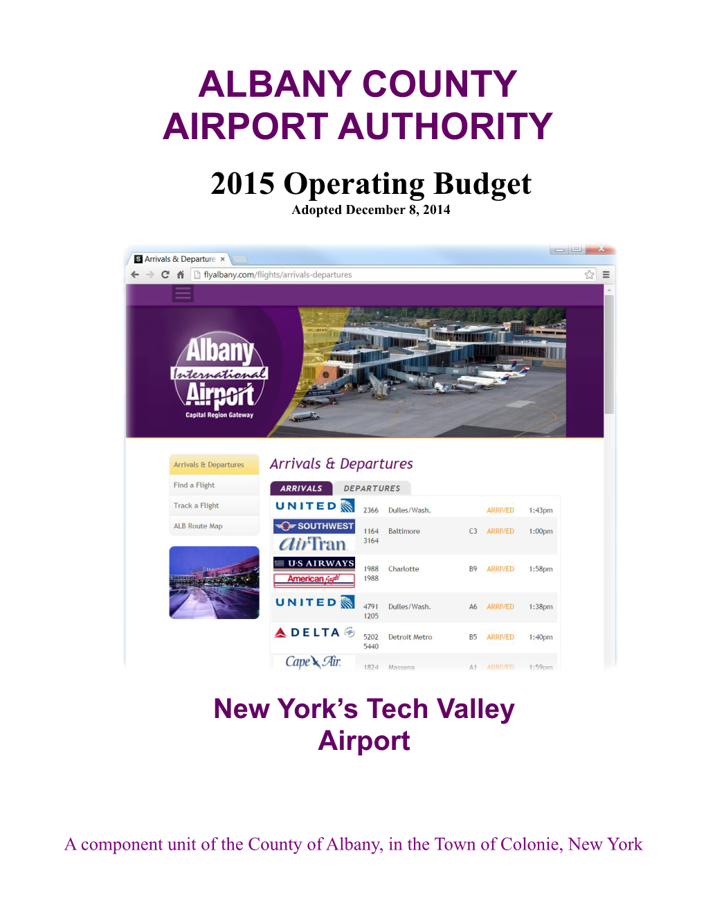 ALBANY COUNTY AIRPORT AUTHORITY Albany, New York 12211-1057