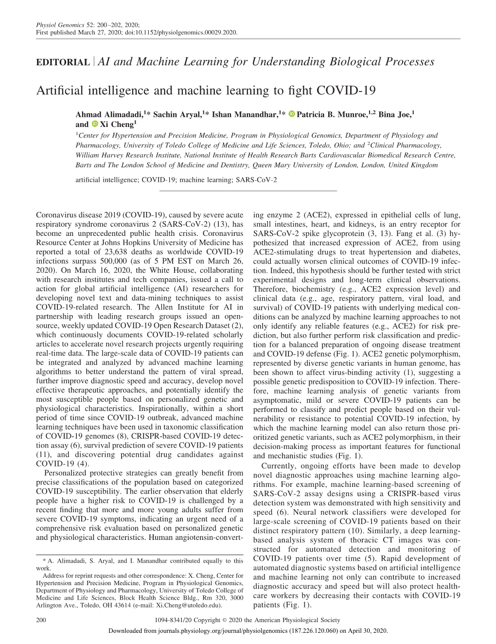 Artificial Intelligence and Machine Learning to Fight COVID-19