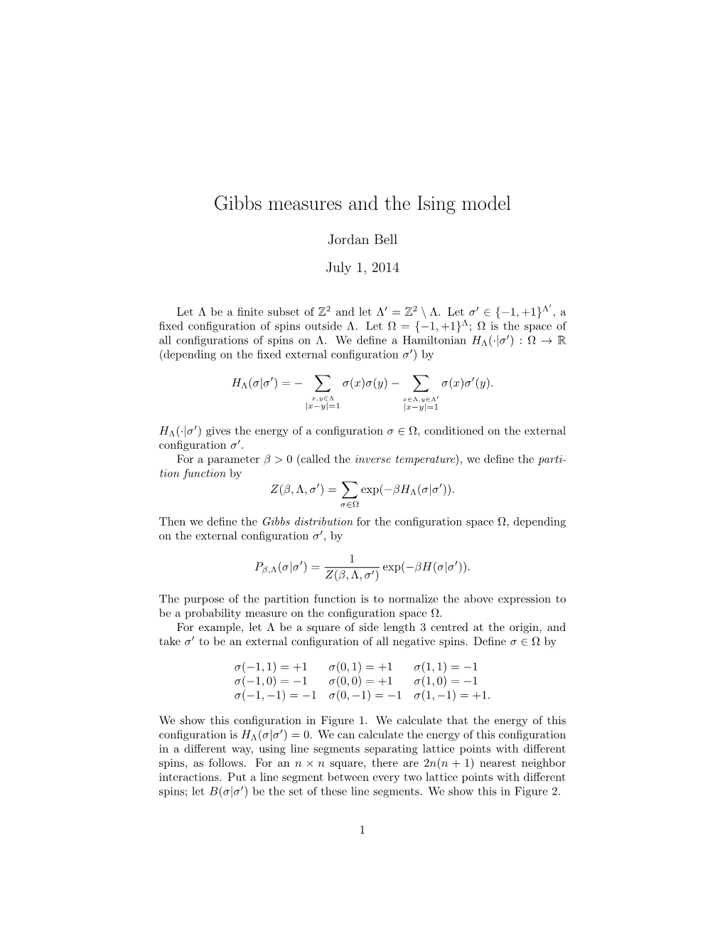 Gibbs Measures and the Ising Model