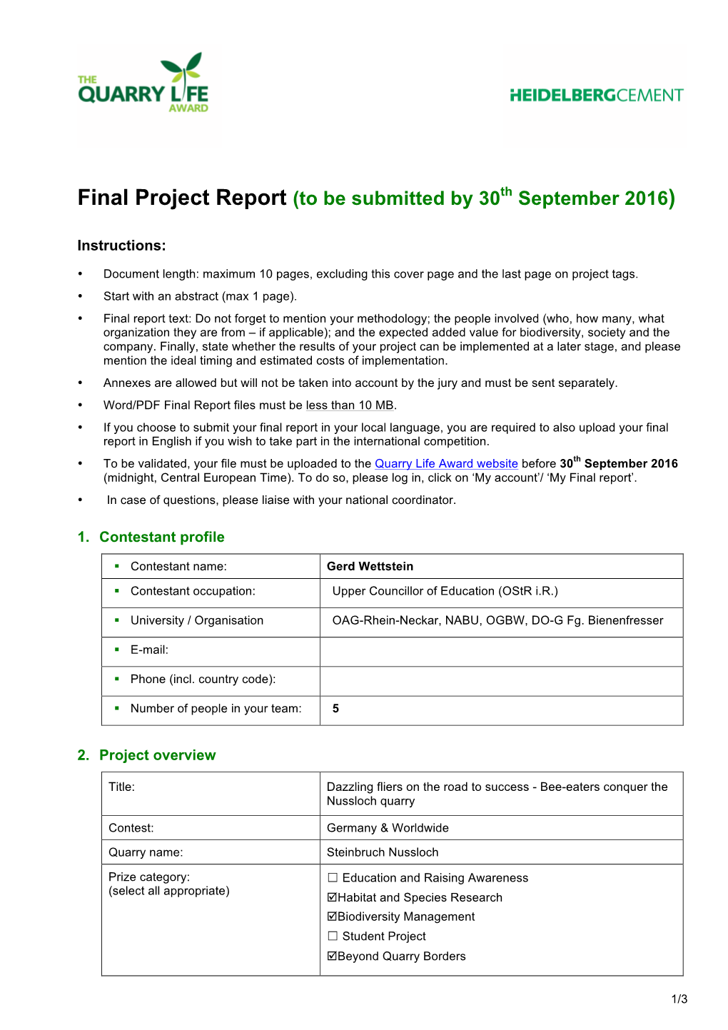 Final Project Report (To Be Submitted by 30Th September 2016)