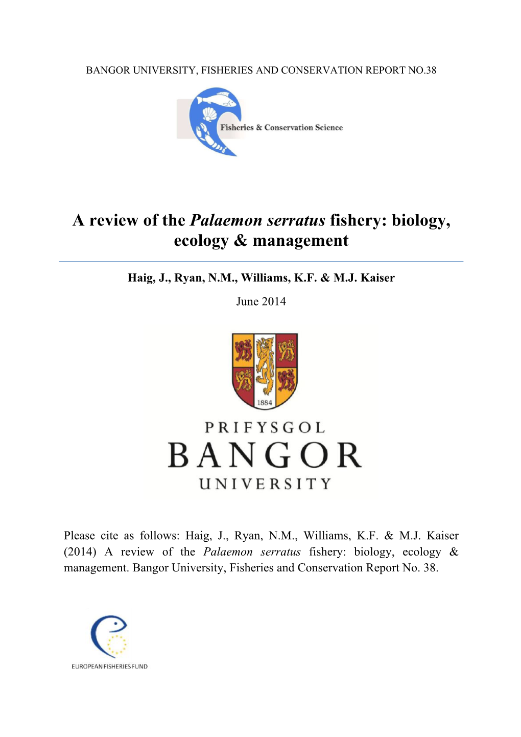 Palaemon Serratus Fishery: Biology, Ecology & Management