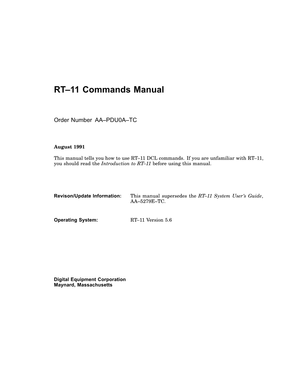 RT–11 Commands Manual
