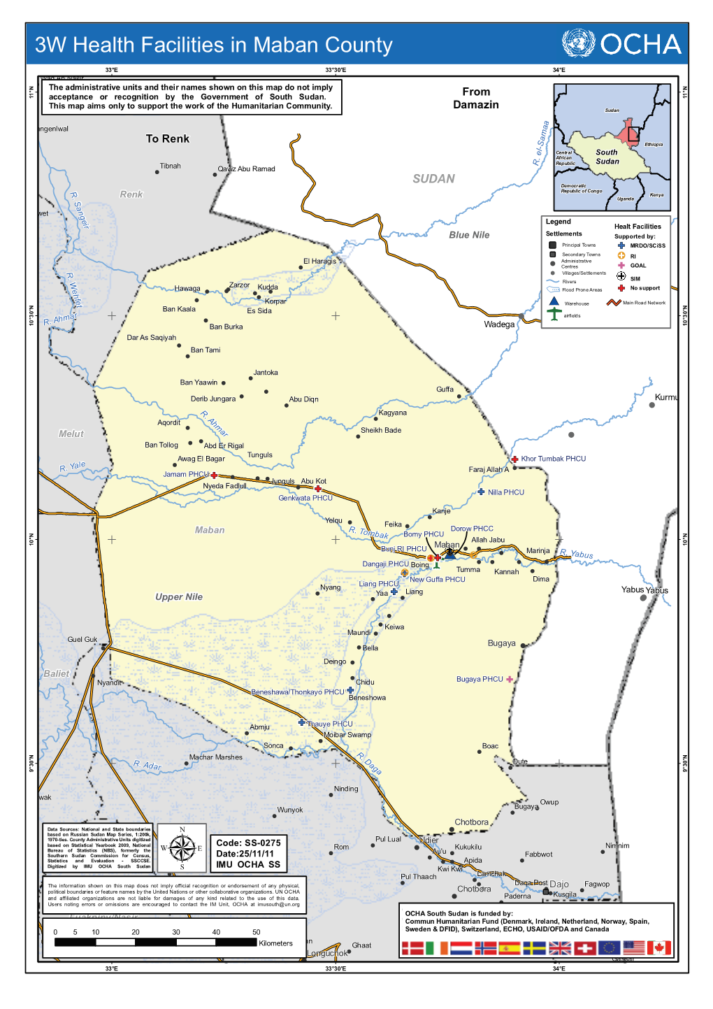 P 3W Health Facilities in Maban County