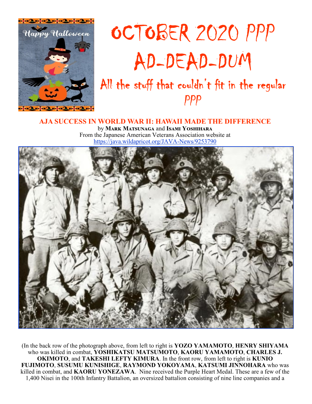 OCTOBER 2020 PPP AD-DEAD-DUM All the Stuff That Couldn’T Fit in the Regular PPP