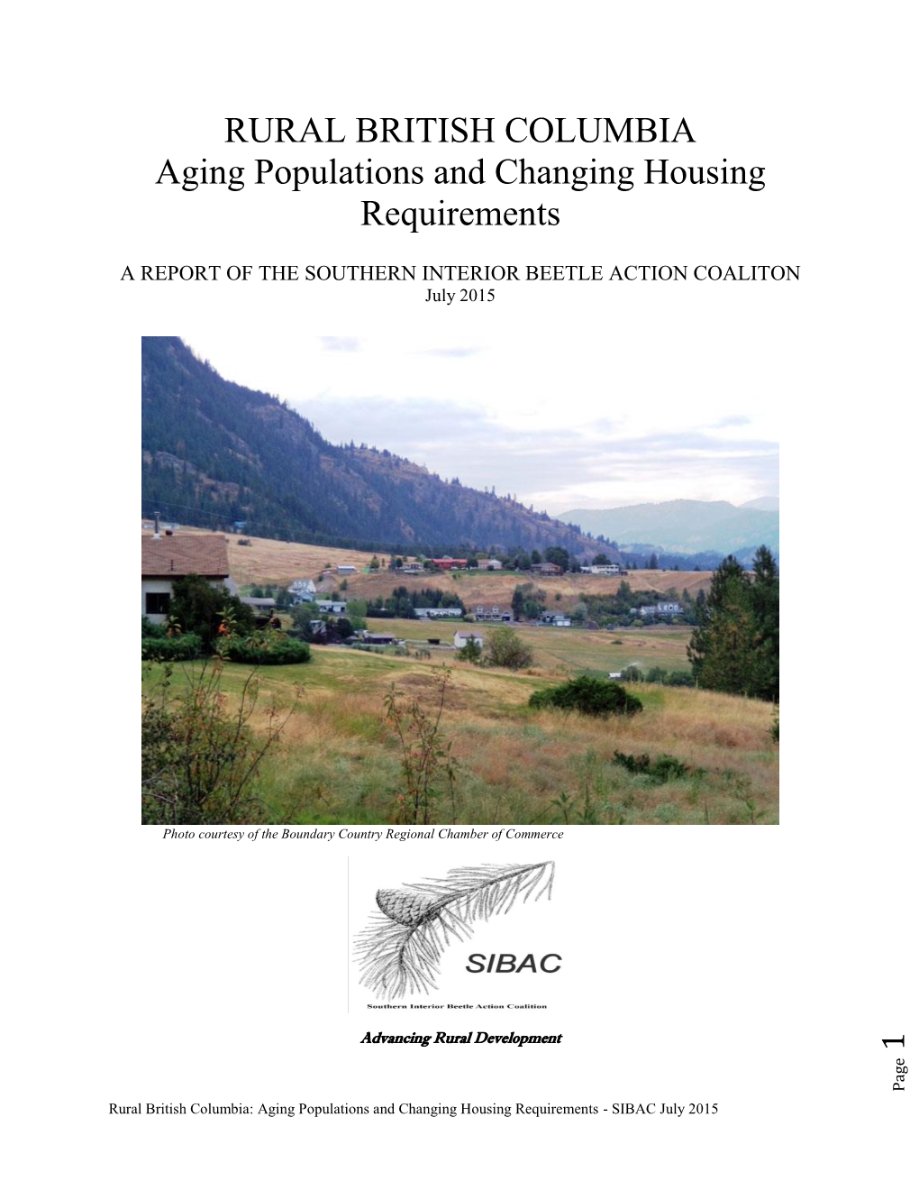 Rural British Columbia: Aging Populations and Changing Housing Requirements - SIBAC July 2015