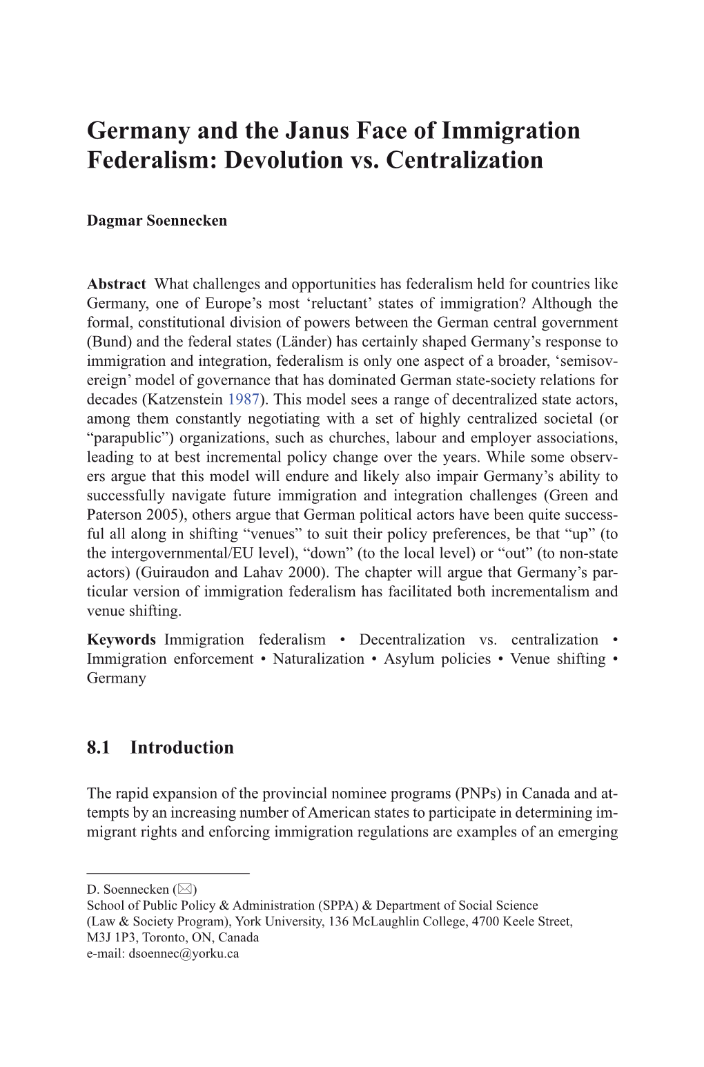 Germany and the Janus Face of Immigration Federalism: Devolution Vs