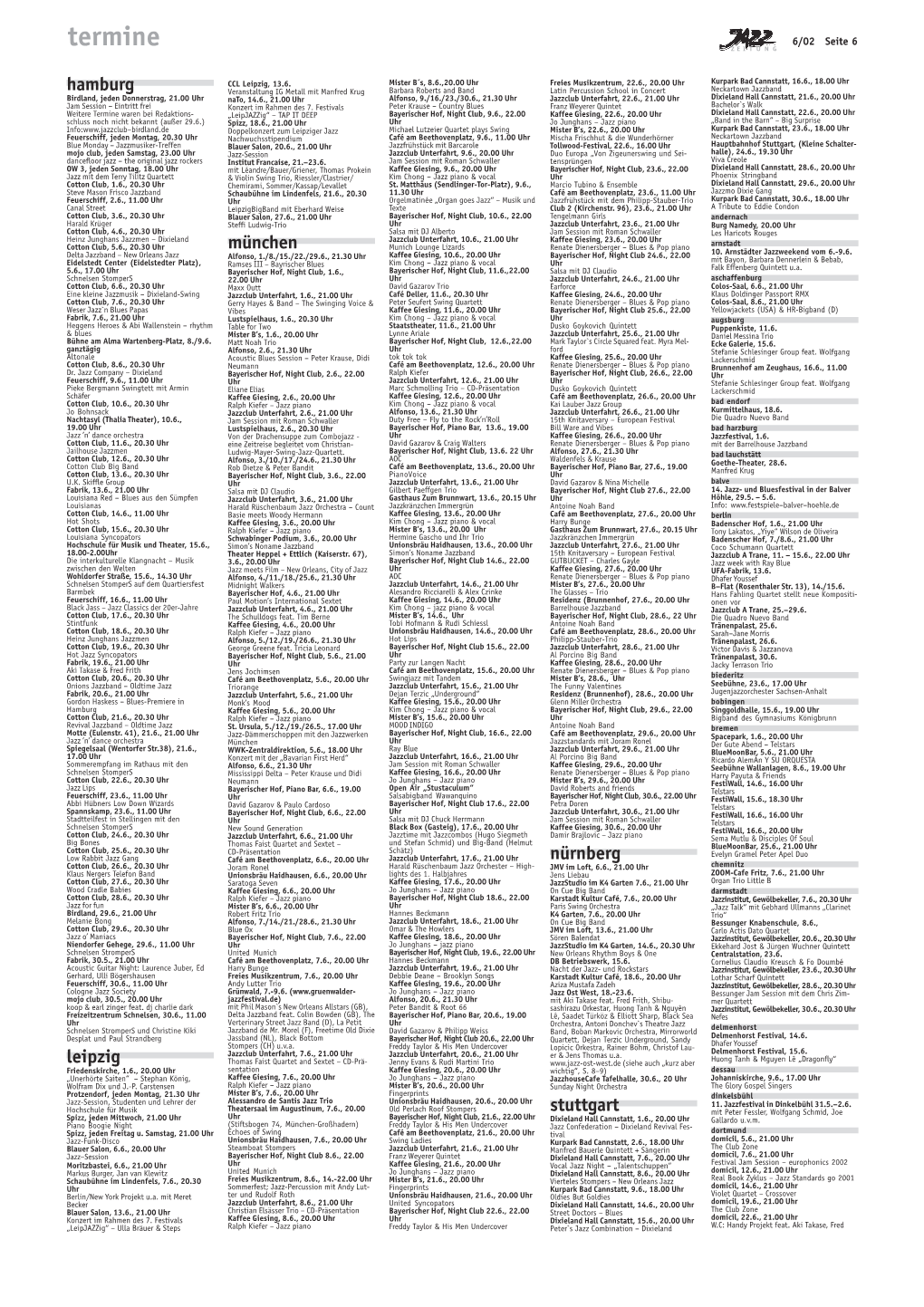 Jazzzeitung 2002/06 Kalender