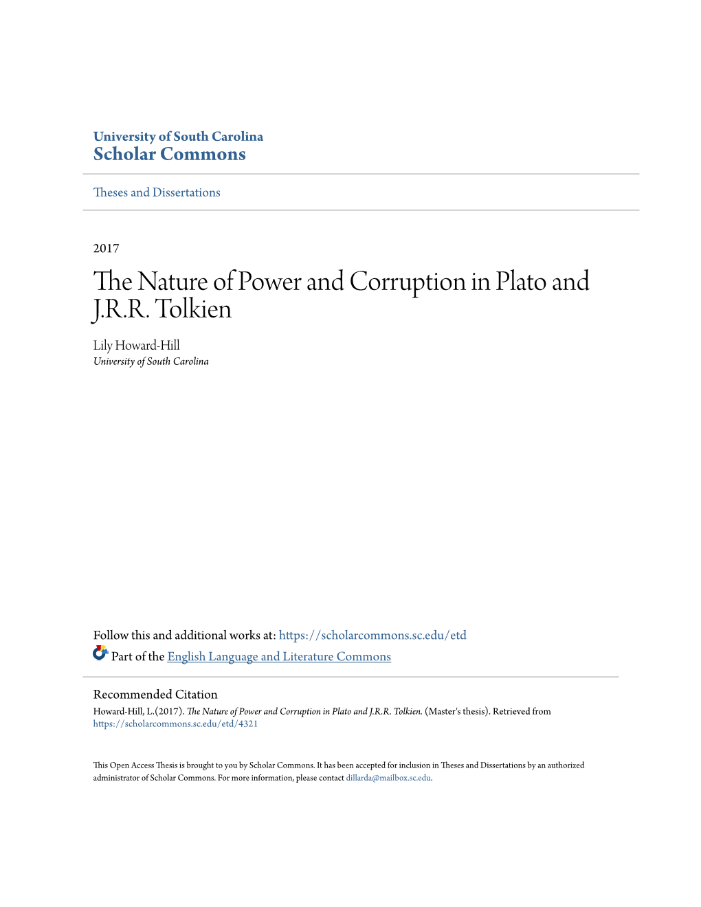 The Nature of Power and Corruption in Plato and J.R.R. Tolkien