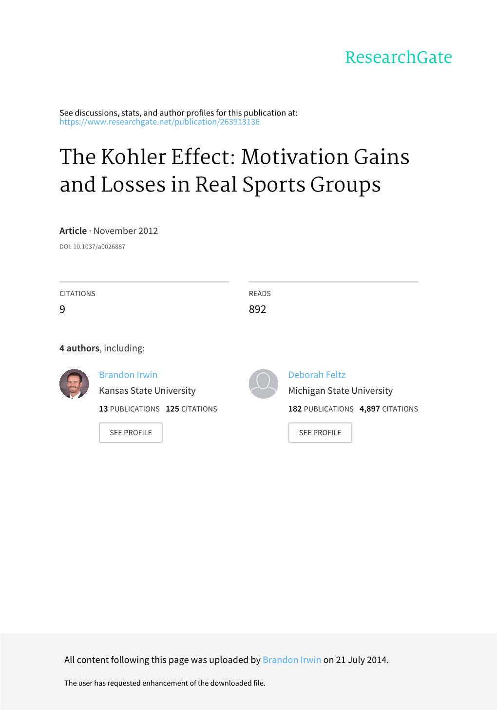 The Kohler Effect: Motivation Gains and Losses in Real Sports Groups