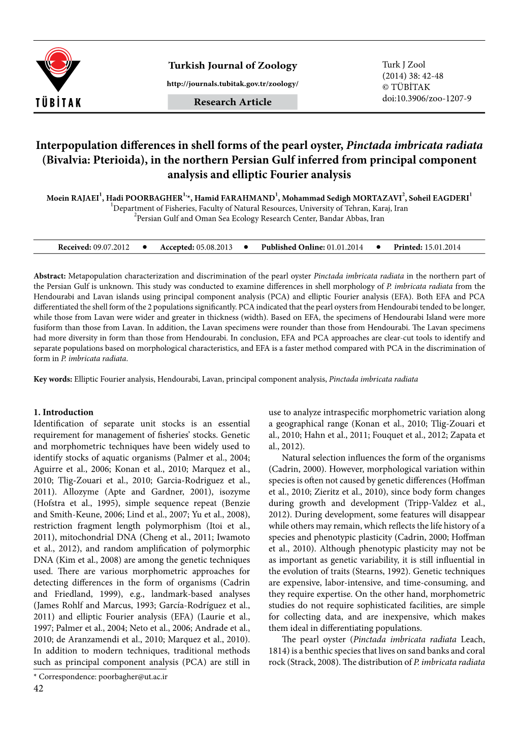 Interpopulation Differences in Shell Forms of the Pearl Oyster