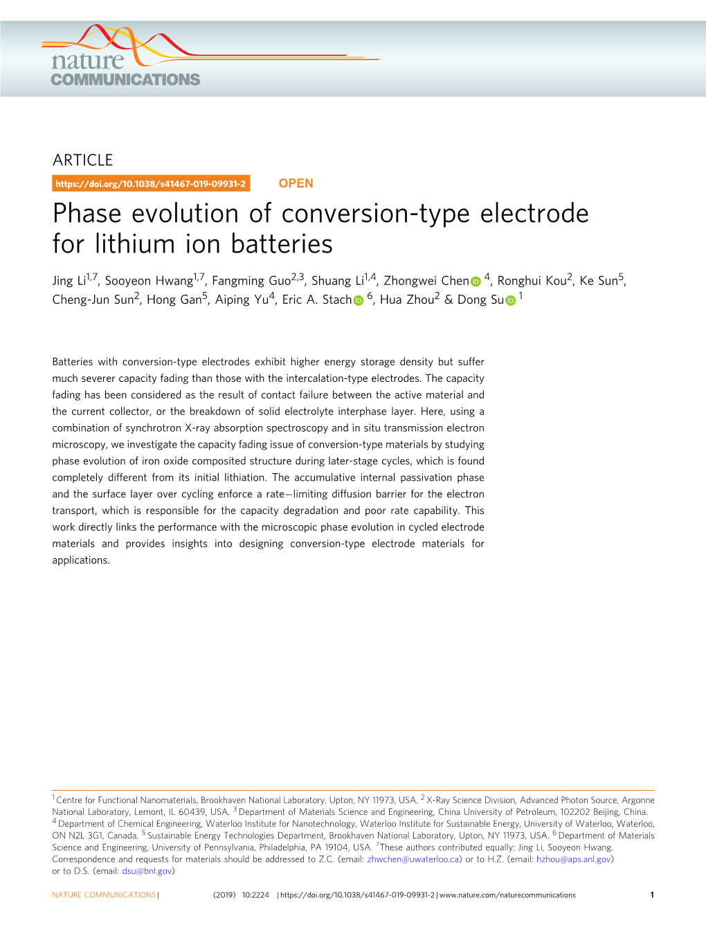 Phase Evolution of Conversion-Type Electrode for Lithium Ion Batteries