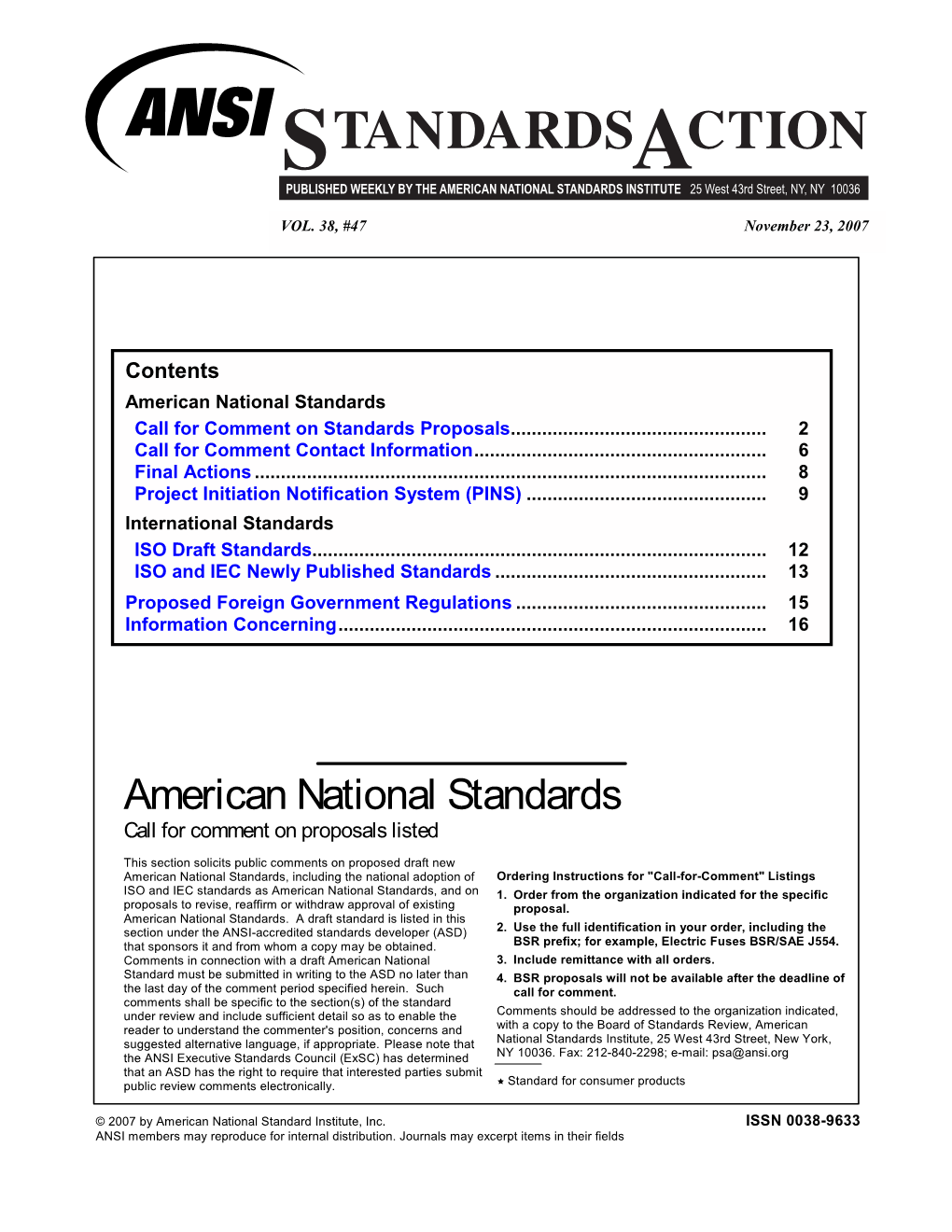 Standards Action Layout SAV3847