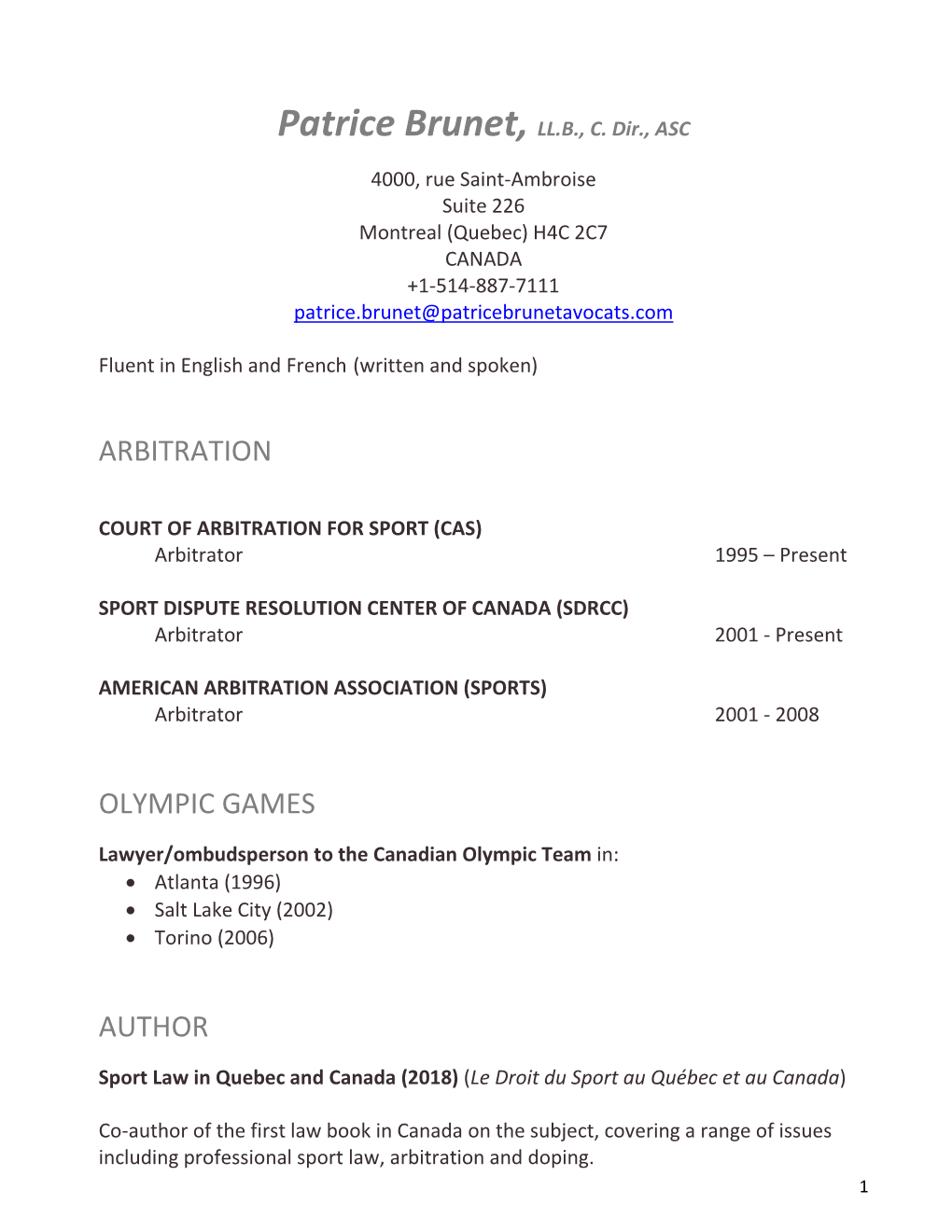 Arbitration Olympic Games Author