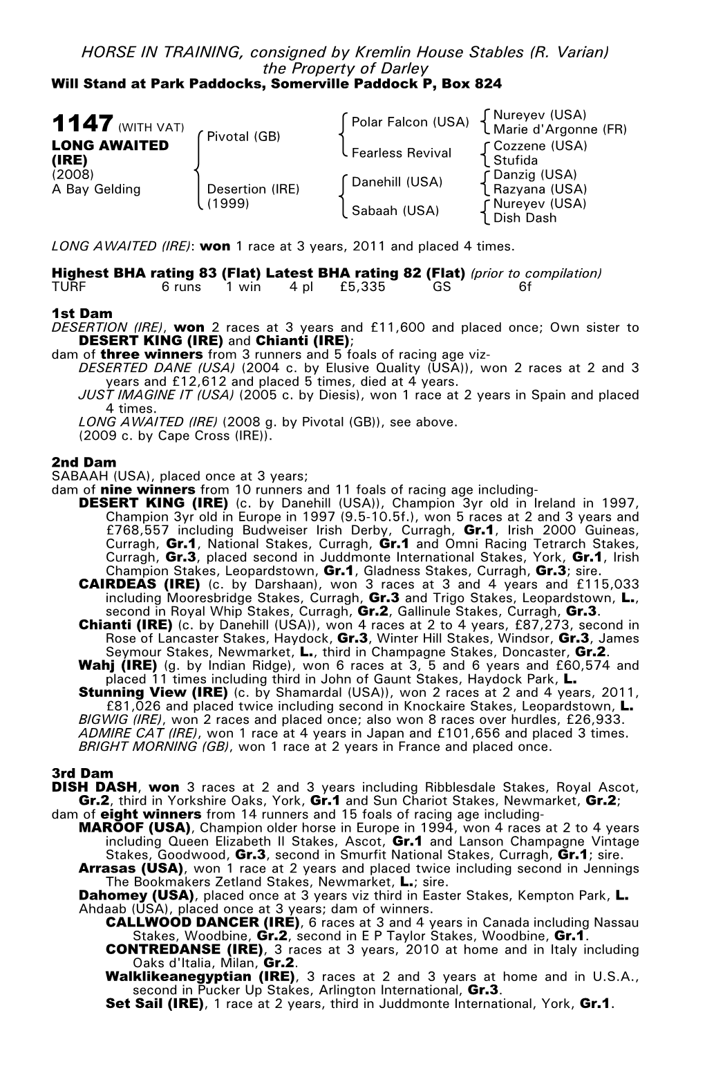 HORSE in TRAINING, Consigned by Kremlin House Stables (R