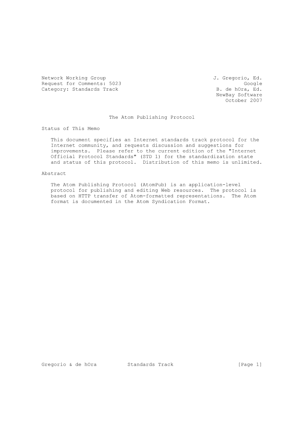 The Atom Publishing Protocol RFC 5023