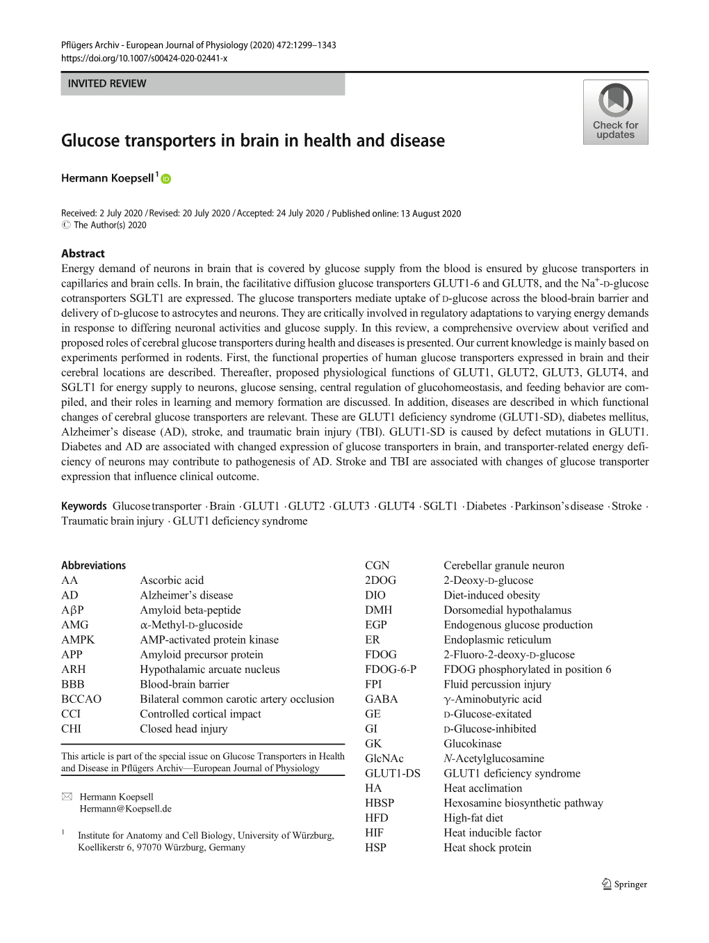 Glucose Transporters in Brain in Health and Disease