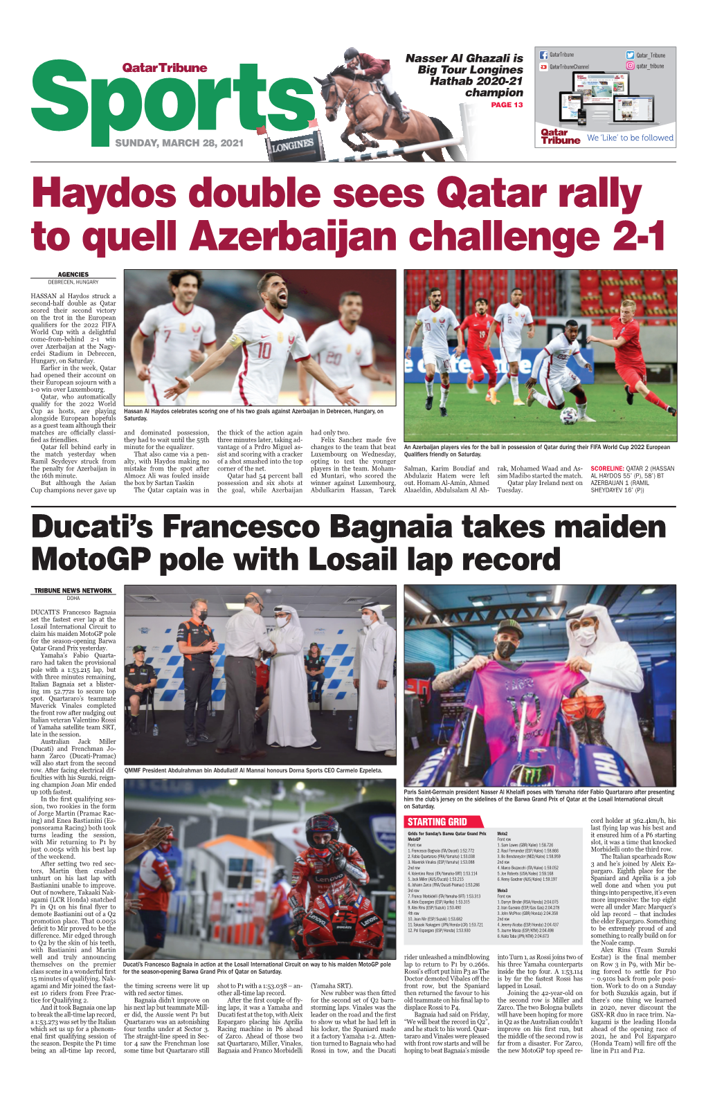 Haydos Double Sees Qatar Rally to Quell Azerbaijan Challenge 2-1