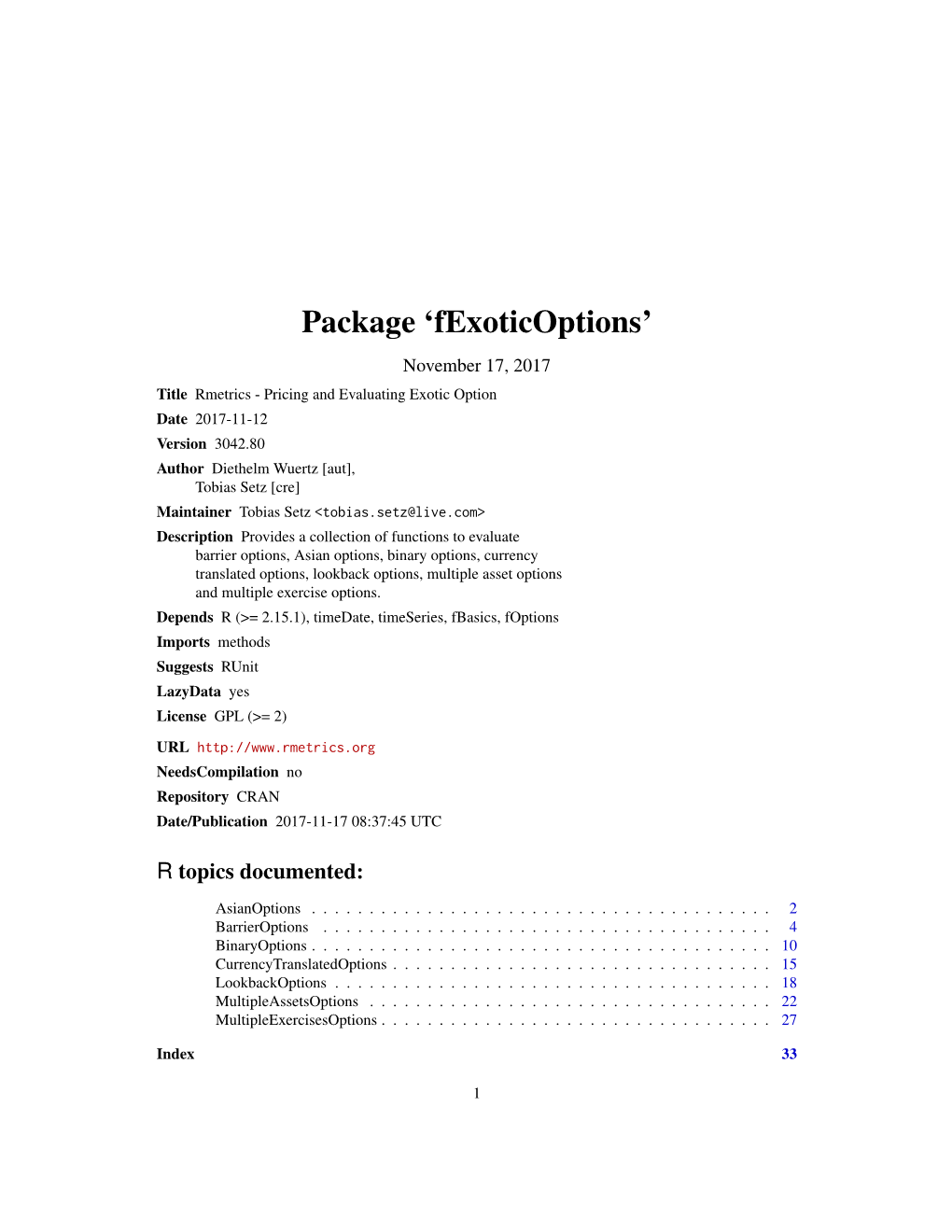 Package 'Fexoticoptions'