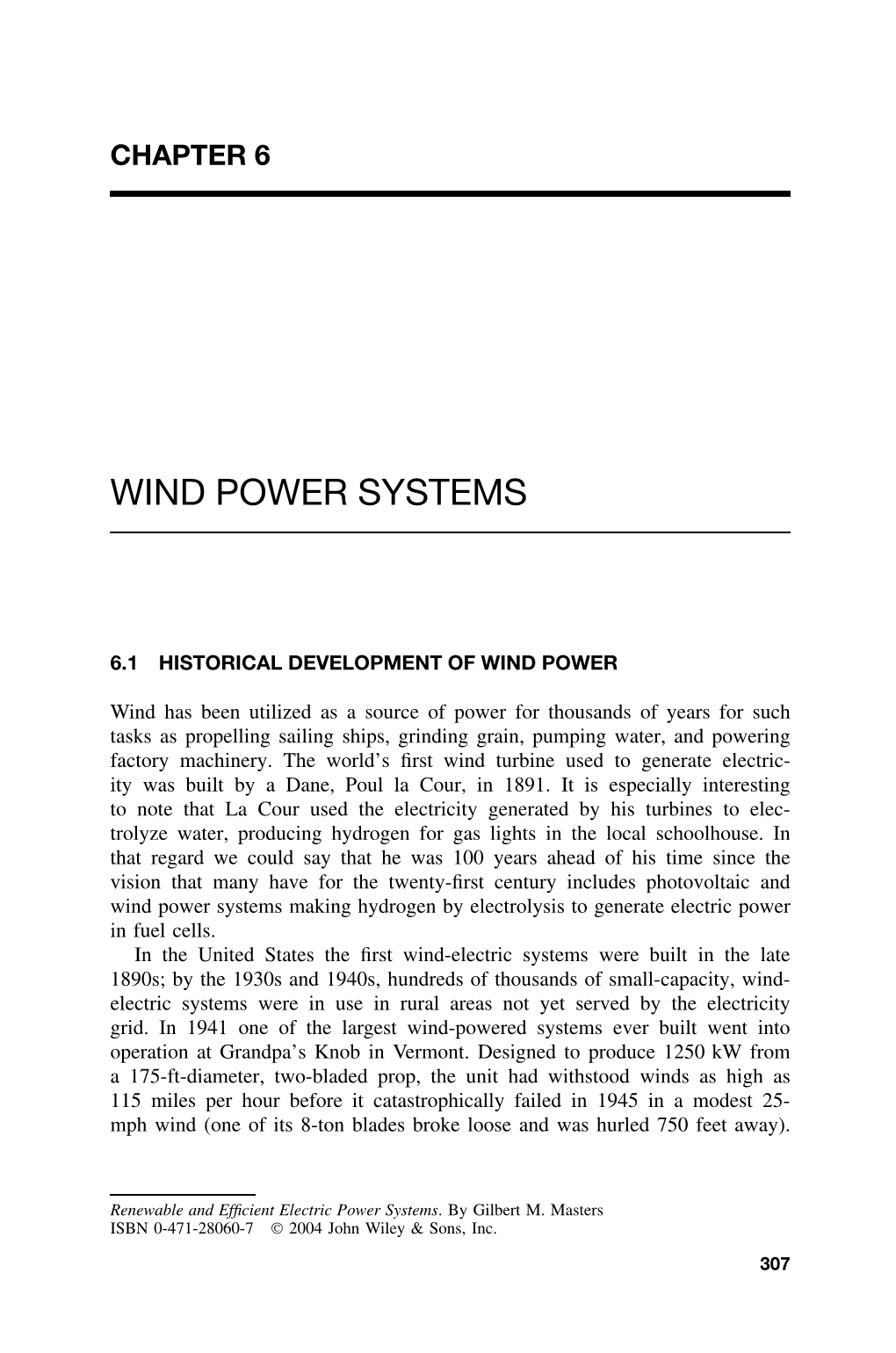 Chapter on Wind Power Systems