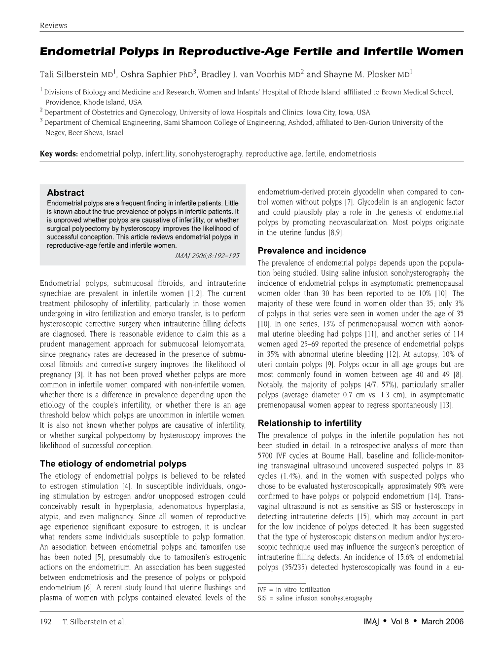 Endometrial Polyps in Reproductive-Age Fertile and Infertile Women