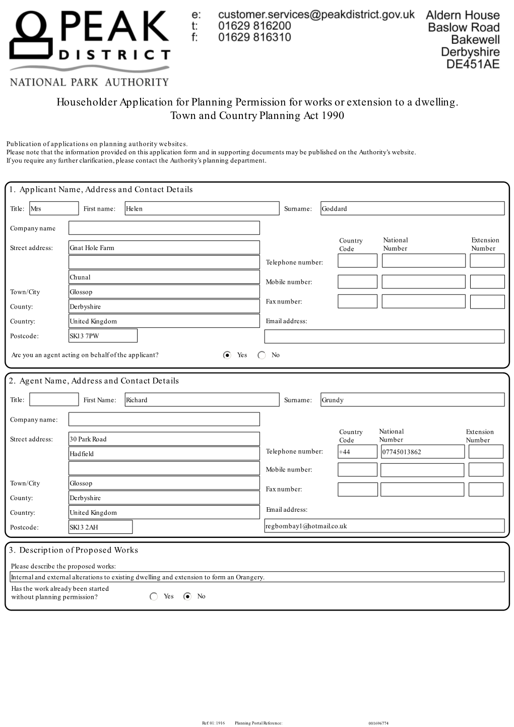 Householder Application for Planning Permission for Works Or Extension to a Dwelling