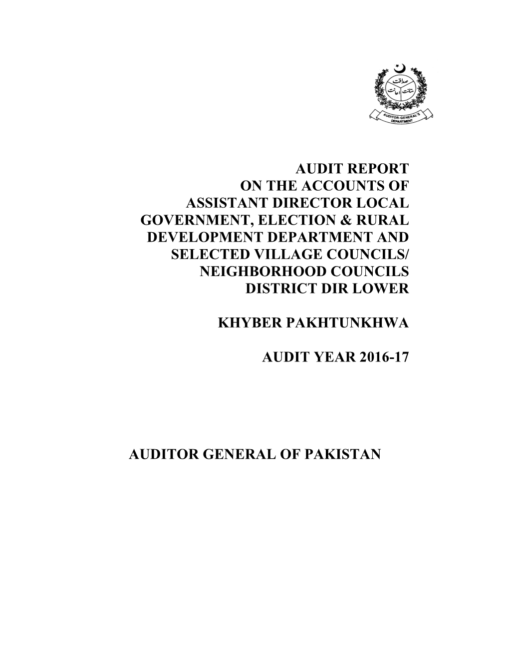 Audit Report on the Accounts of Assistant Director