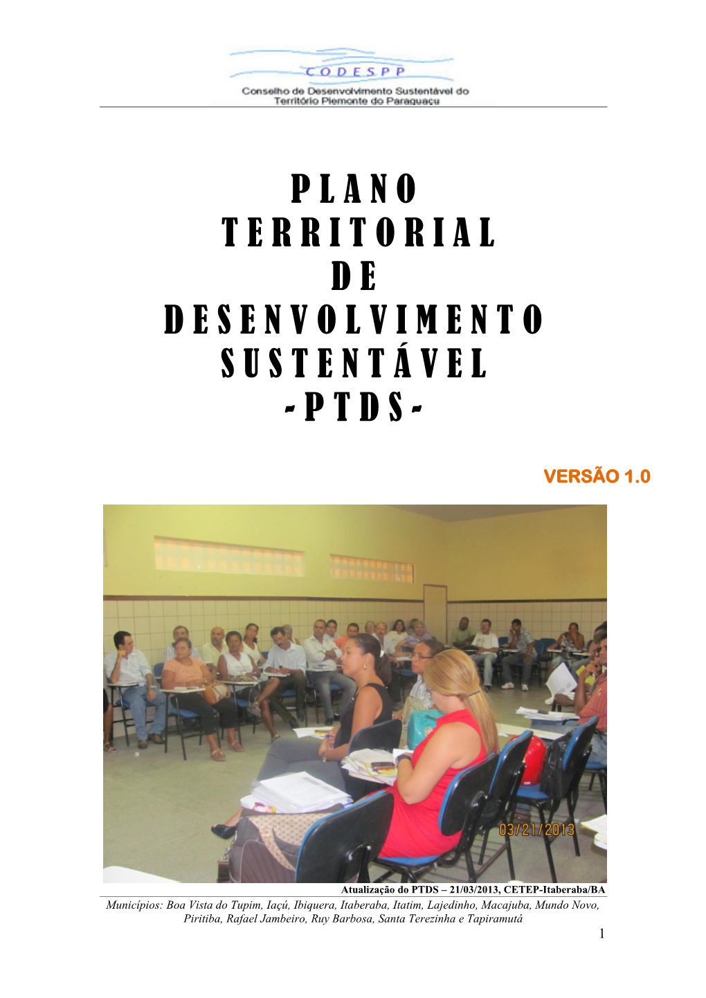 Plano Territorial De Desenvolvimento Sustent Á