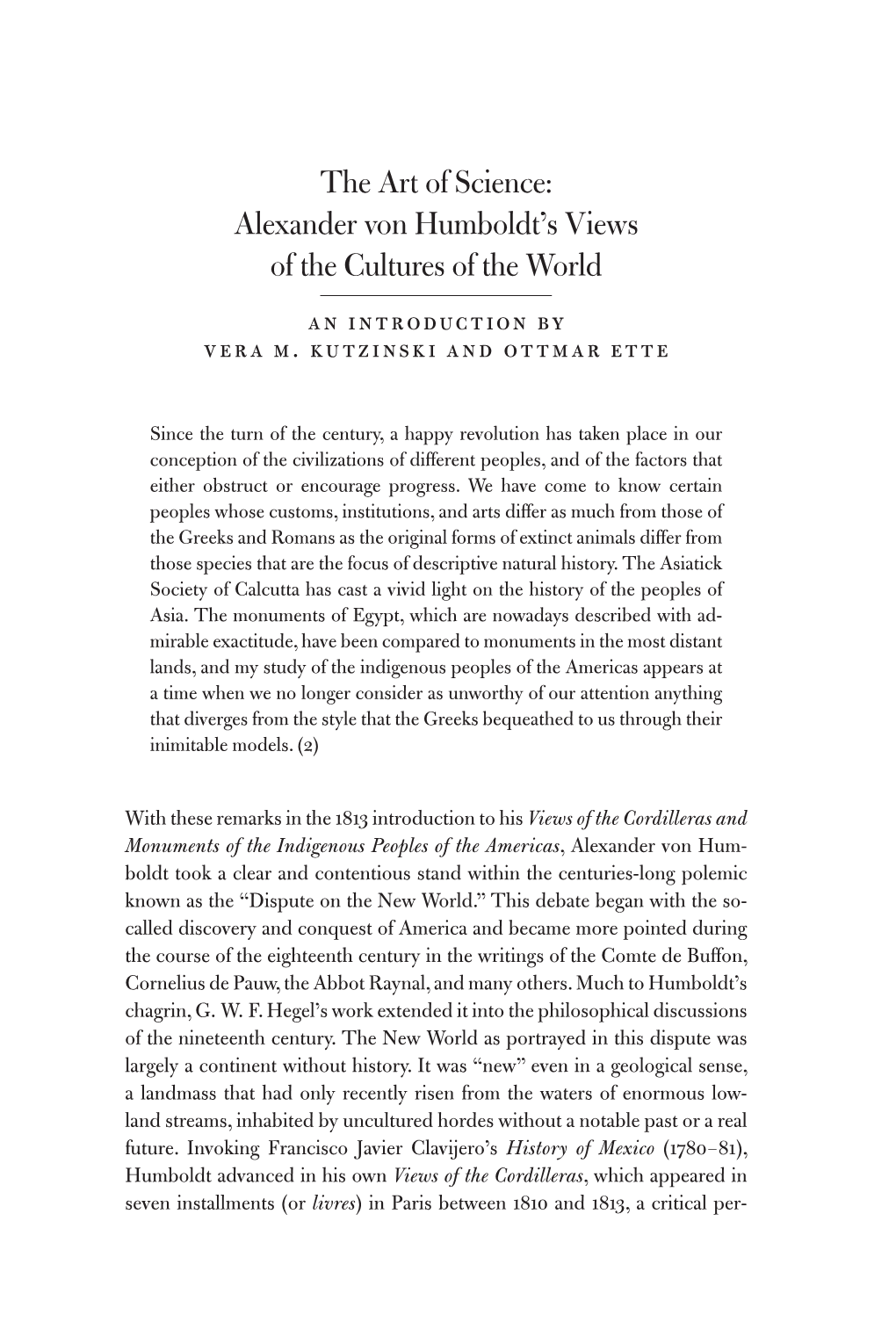 Alexander Von Humboldt's Views of the Cultures of the World